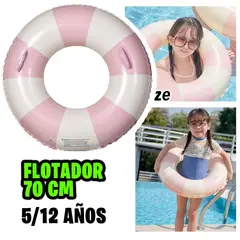 GENERICO - Flotador para Niños Aro 70cm piscina inflable Niño Niña Rosa