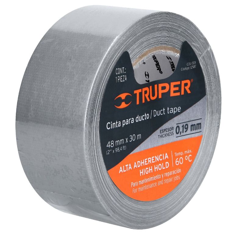 Cinta Duct Tape 2 x 30m sella ductos Plateado