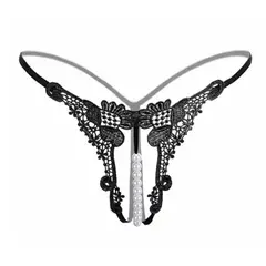 GENERICO - Tanga de encaje de guipur con pedrería