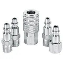 PRETUL - CONECTORES ACOPLES RAPIDOS 5 UNIDADES PARA COMPRESORA DE AIRE