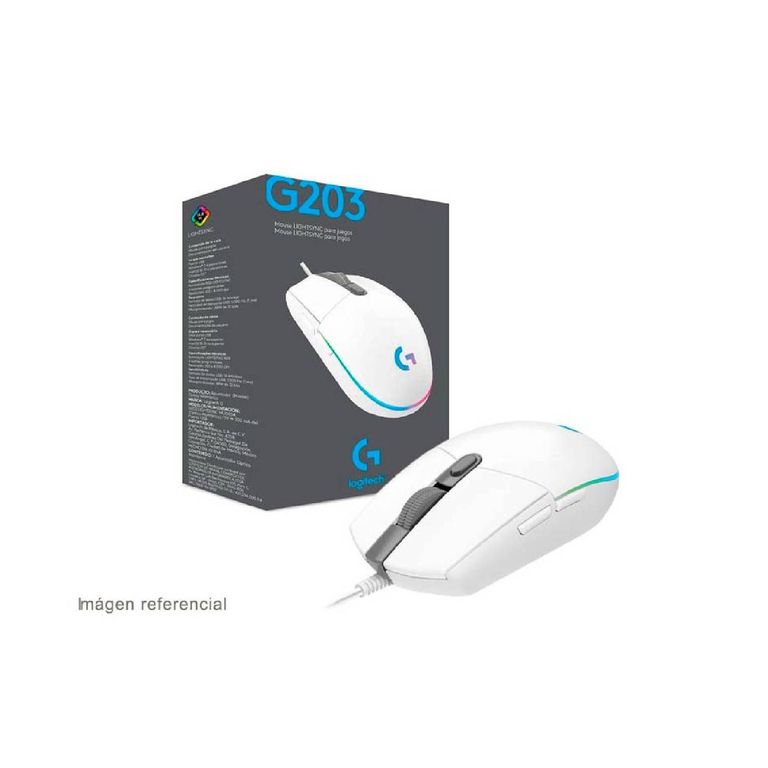 Mouse G203 Lightsync RGB 8000 dpi - Blanco