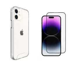CASE - SPACE TRANSPARENTE + MICA DE VIDRIO PARA IPHONE 12