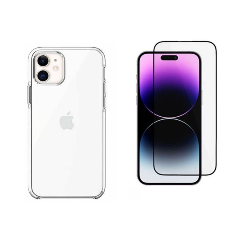 SPACE TRANSPARENTE + MICA DE VIDRIO PARA IPHONE 12 MINI