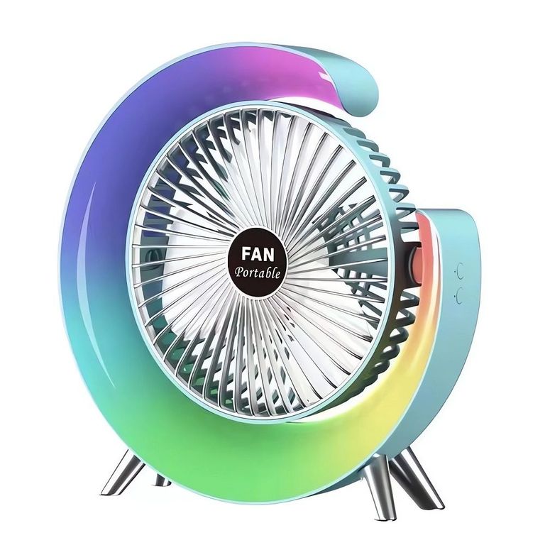 Ventilador Portátil de 3 Velocidades Con Luces RGB