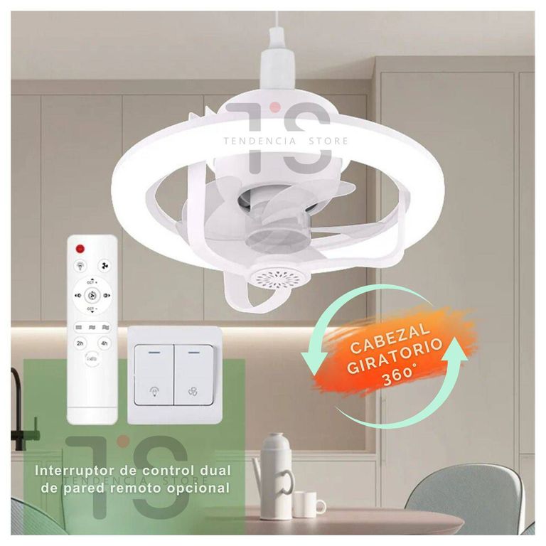 Foco Ventilador Smart Home 3 en 1 LED RGB 360° Aromaterapia C/Remoto
