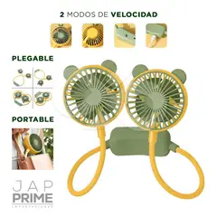 GENERICO - Mini ventilador de cuello portátil USB Kawai Verde Pastel