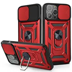 GENERICO - Funda Case para Motorola E7 Holder Protector Camara Rojo Antishock