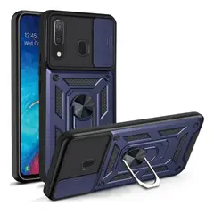 GENERICO - Funda Case para Samsung A20 Holder Protector Camara Azul Antishock