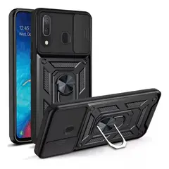 GENERICO - Funda Case para Samsung A30 Holder Protector Camara Negro Antishock