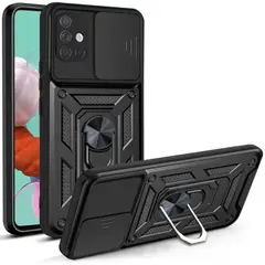 GENERICO - Funda Case para Samsung A51 Holder Protector Camara Negro Antishock