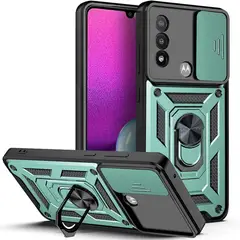 GENERICO - Funda para Motorola E7 Power Holder Protector Camara Verde Antishock