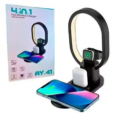 IMPORTADO MC - Lampara con Base de Carga 4 en 1 15W Cargador Inalambrico Android IOS