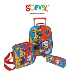 SCOOL - - Set maleta A4 lonchera y cartuchera Paw Patrol