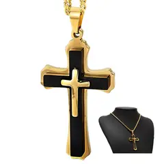 GENERICO - Collar Cruz de acero inoxidable