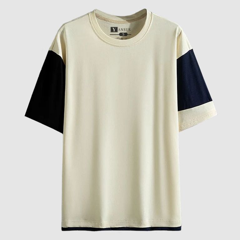 Polo Hombre Oversize Beige Tricolor