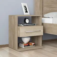 TU MESITA - Mesa De Noche de Melamina Osrava Caramelo Blanco 48X52x37cm