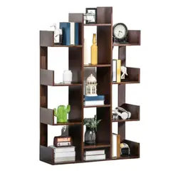 GENERICO - Librero Biblioteca 4 Divisiones Geometri Armado Color Chocolate Ruta81