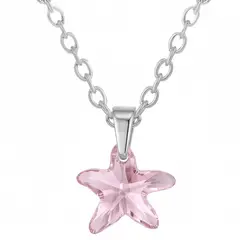 KARMY - Collar Mujer Estrella Mar Cristal Rosado Regalo Novia Plata