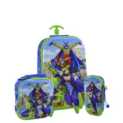 SCOOL - SET MOCHILA DRAGON BALL OFICIO MALETA ESCALADORA RUEDAS FULL 3 PIEZAS