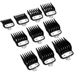 GENERICO - 10 Peinetas Guía Cortadora Clipper Wahl Negro Con seguro de Metal 10
