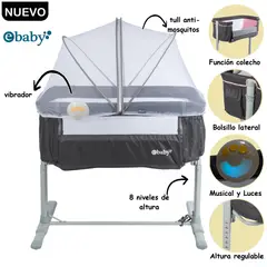EBABY - Cuna Colecho Tami Musical Anti Mosquitos Gris