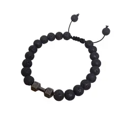 LUCYANA JOYAS Y ACCESORIOS - Pulsera Hombre de Mancuerna Gym con Piedra Volcánica - Joyas Lucyana