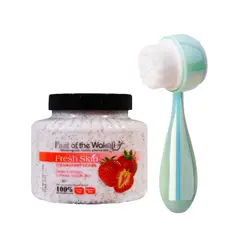 GENERICO - Exfoliante Corporal Fresa + Cepillo Limpiador Facial 2 En 1