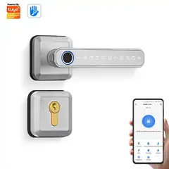 TECH CARE - Cerradura Digital Inteligente adaptable Doble Pestillo con APP Plata