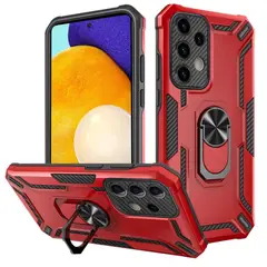 GENERICO - Funda Case para Samsung A52 Holder Parante con Anillo Antishock Rojo