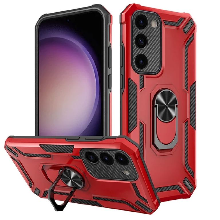 Funda Case de Xiaomi Note 11 Holder Parante con Anillo Antishock Rojo
