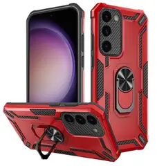 GENERICO - Funda para Xiaomi Redmi 12C Holder Parante con Anillo Antishock Rojo