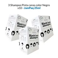 GENERICO - 3 Shampoo pinta canas Negro x10 - JamPaq 25ml