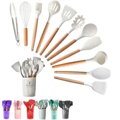 GENERICO - Juego De Utensilios De Cocina De Colores 12 Pcs Beige