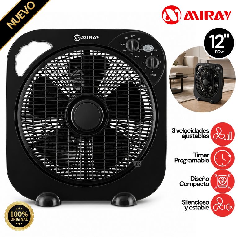 Ventilador Circulador 12 VMC-1052 Negro
