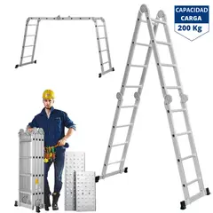 TRUPER - Escalera multiposición, andamio escalera articulada 16 peldaños