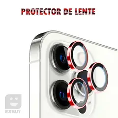 GENERICO - PROTECTOR DE CÁMARA PARA IPHONE 12 PRO ROJO