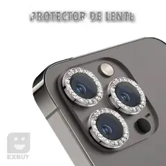 GENERICO - PROTECTOR DE CÁMARA PARA IPHONE 14 PRO DIAMANTE NEGRO