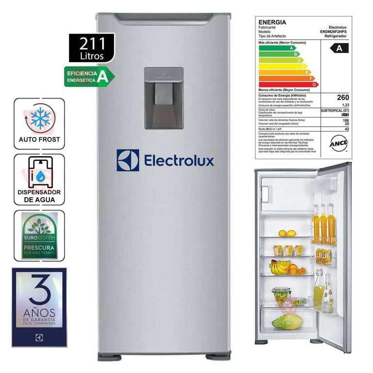 Refrigeradora Frost 211L ERDM26F2HPS - Gris