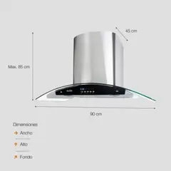 SOLE - Campana Extractora Vidrio Acero 90 cm Venus Ture63co