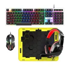 GENERICO - Pack Gamer con luces Teclado Mouse Audífonos Pad mouse Combo 4en1
