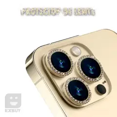 GENERICO - PROTECTOR DE CÁMARA PARA IPHONE 11 PRO DIAMANTE DORADO