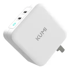 KUMI - Cargador de celular 100W ultra Rápido doble puerto C - Blanco