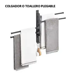 IMPORTADO MC - COLGADOR O TOALLERO NEGRO DE BARRAS MULTIPLES PLEGABLE DE ALUMINIO