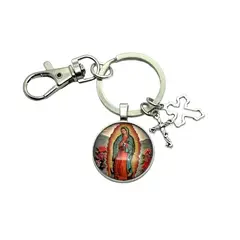 SANTORAL - Llavero Redondo Virgen de Guadalupe y Cruces - Metal
