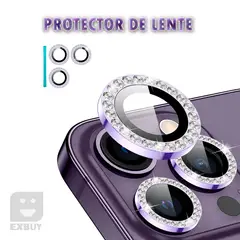 GENERICO - PROTECTOR DE CÁMARA PARA IPHONE 12 DIAMANTE MORADO