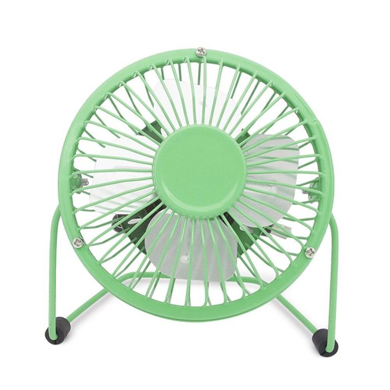 Ventilador para escritorio metálico USB 4 aspas 13x13x7cm VERDE