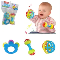 GENERICO - Pack Sonaja Maraca Silicona 3 Piezas Para Bebé