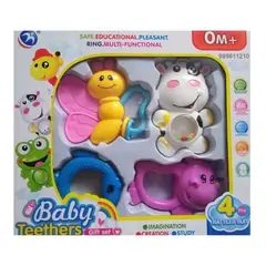 GENERICO - Set Sonaja con Mordedor Animalitos 4 Piezas Para Bebés