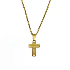 SANTORAL - Dije Cruz Padre Nuestro y Cadena en Acero