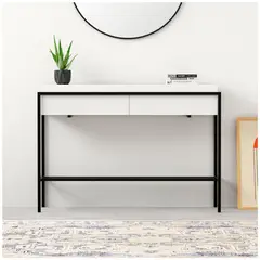 VENTITAS HOME - Mueble Consola para Sala Owen Blanco y Negro